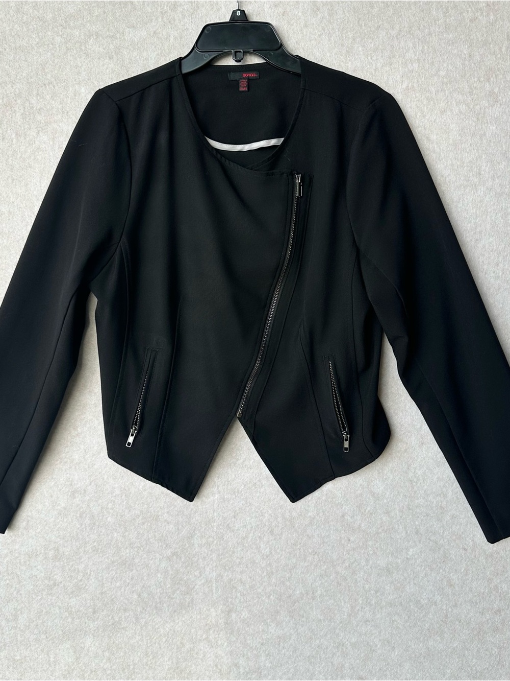 BONGO Women’s Jacket Size XL Black Asymmetrical Zip Tailored Jacket